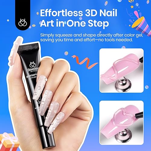 Miniatura 61 de Beetles - Kit de uñas de gel cortas de almendra, juego de 240 extensiones de uñas fáciles con forma de puntas transparentes con pegamento de uñas 5