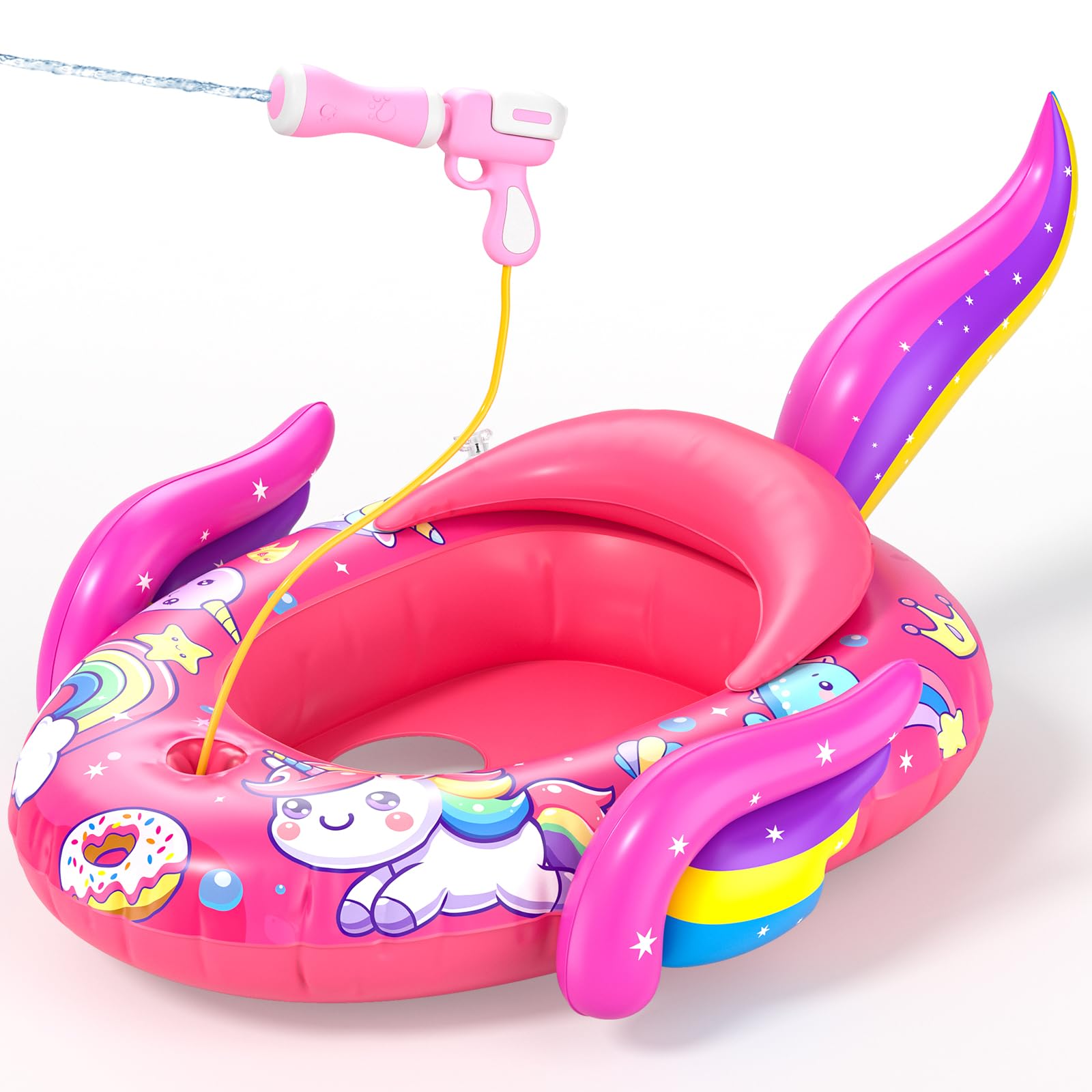 ASDGZD Schwimmring Kinder mit Wasserpistole,Aufblasbarer Schwimmreifen,Kinder Schlauchboot Schwimmring,Schwimmhilfe Schwimmsitz für Kleinkind von 3-8 Jahre Baby Schwimmring