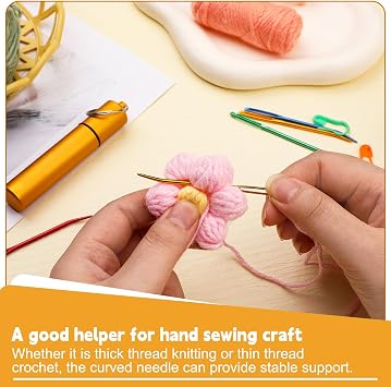 UOOU 10Pcs Yarn Needles, Darning Tapestry Needles, Large Eye Weaving Needle, Yarn Needle for Crocheting with Aluminum Storage Knitting Crochet Accessories