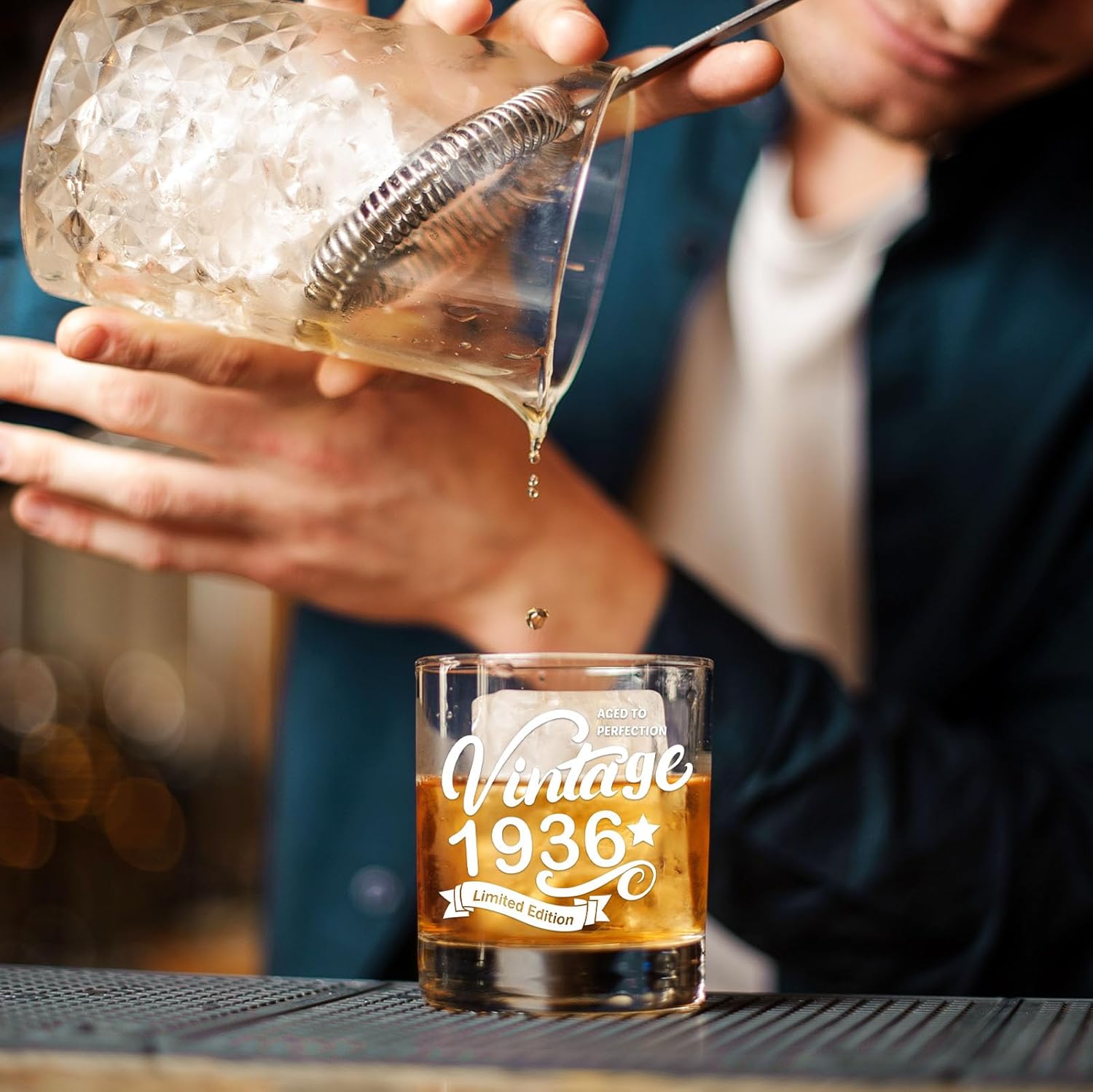 Old Fashioned Glasses-1936-Vintage 1936 old time information 10.25oz Whiskey Rocks Glass -90th Birthday Aged to Perfection - 90 years old gifts Bourbon Scotch Lowball Old Fashioned-1PACK - Image 5