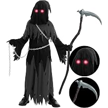 Glowing Eyes Grim Reaper Costume for Kids, Halloween Costume for Boys, Halloween, Dress-up Party