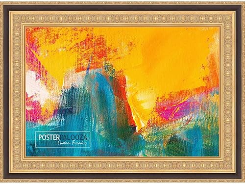 Poster Palooza Marco de fotos de madera tradicional dorado de 36 x 30 pulgadas con acrílico UV, respaldo de tablero de espuma y accesorios