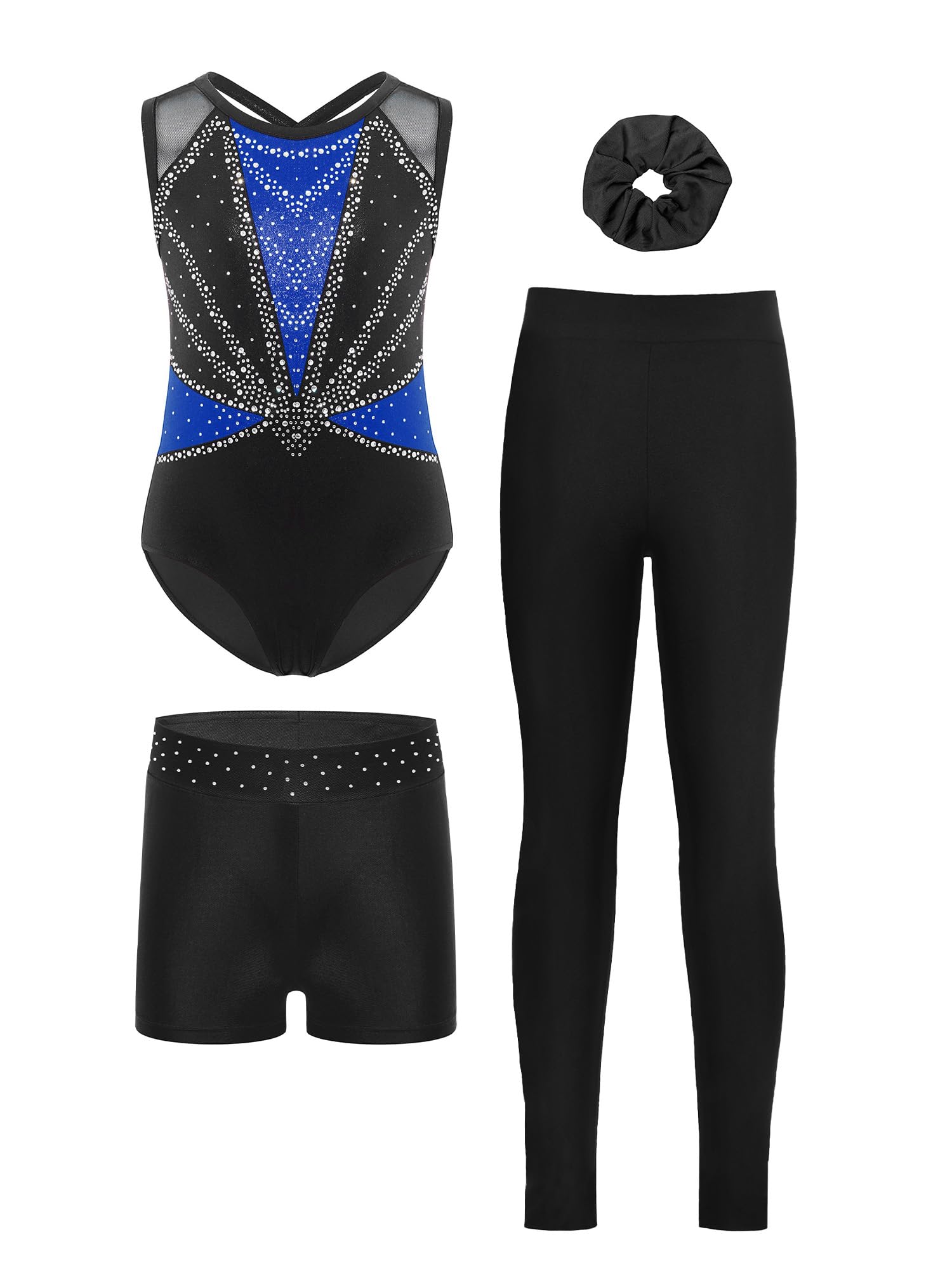 Vxuxlje Bambini Body Ginnastica Ritmica Bambine Con Shorts Tuta Intera Da Pattinaggio Artistico Ragazze Body Danza Classica Danza Classica Blu 13-14 anni