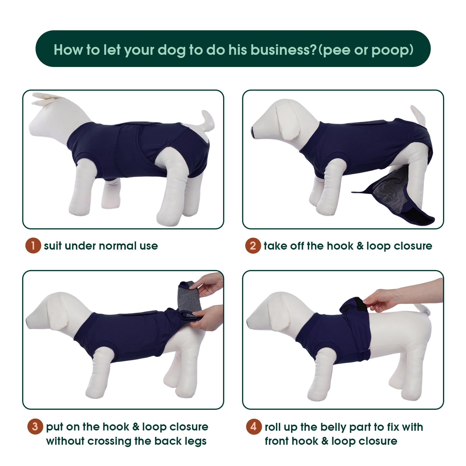 Kuoser XL - Traje de recuperación para perros ajustable después de la cirugía para perros machos y hembras, azul