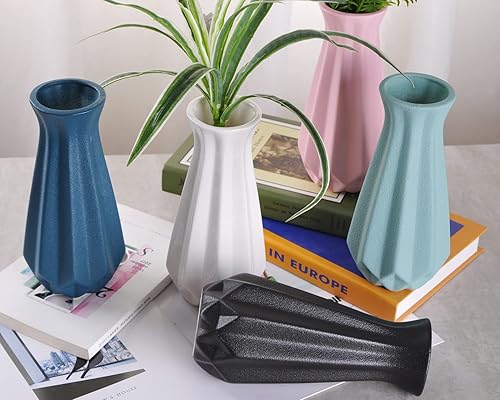 Miniatura 7 de WHJY Jarrón de flores blanco mate de 8 pulgadas, moderno jarrón de cerámica para sala de estar, decoración del hogar, centros de mesa y arreglos de