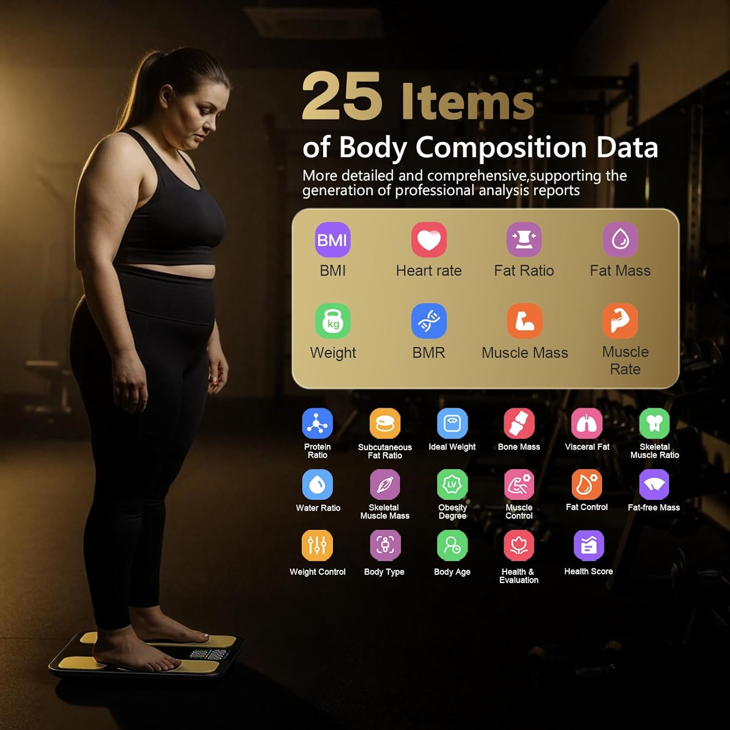 Professional Smart Scale for Body Weight, BMI, Body Fat, Muscle Mass, Highly Accurate 25 Body Composition Weighing Machine, Bathroom Digital Scale Large Display Sync with Fitness App, 402lb - Image 3