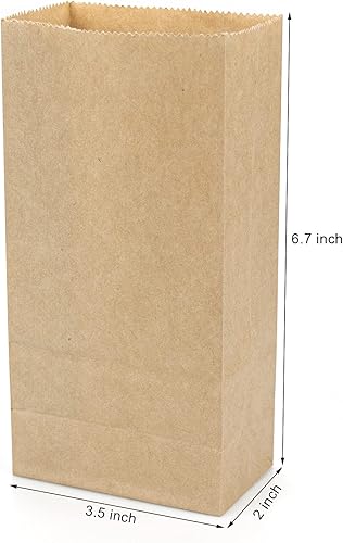 Miniatura 2 de Foraineam Paquete de 300 mini bolsas de papel kraft de 3.5 x 2 x 6.7 pulgadas, bolsas de papel marrón duraderas para aperitivos, bolsas pequeñas