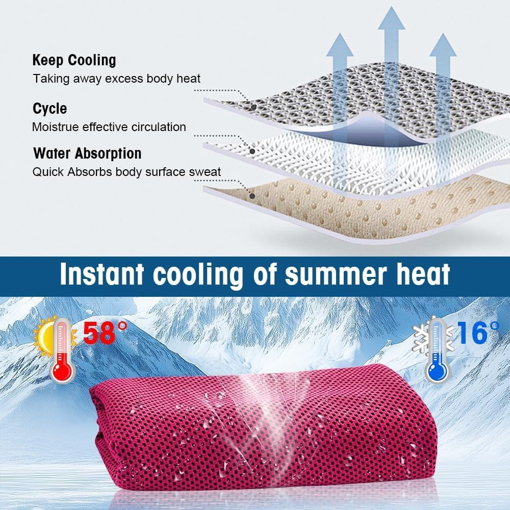 4 Piezas Toalla Microfibra Gimnasio, 100x30cm Toalla de Enfriamiento Deportiva Toallas Gimnasio Secado Rápido Cooling Towel para Yoga Golf Correr Fitness Gym