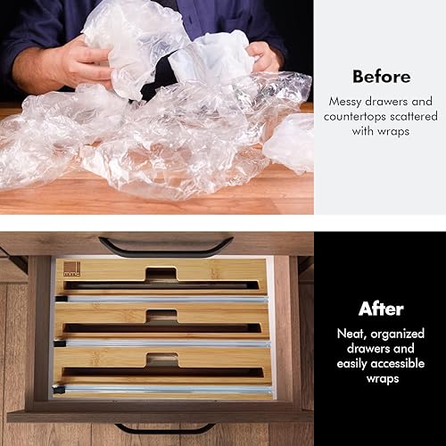 Miniatura 4 de MMT Furniture Designs Ltd Dispensador de envoltura con cortador, papel de aluminio de estaño, envoltura Saran, papel encerado de pergamino,