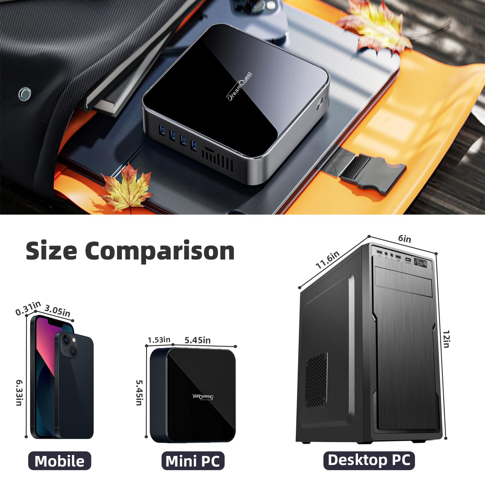 DreamQuest Mini PC Intel Alder Lake N95 (Up to 3.4GHz) 16GB DDR4