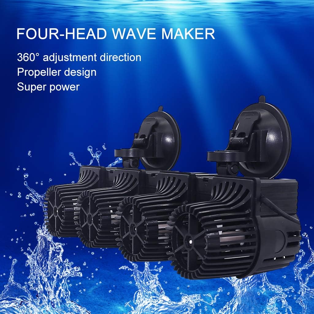 Upettools 12680 GPH Wave Maker Aquarium Circulation Pump - 4-Head Powerful Submersible Powerhead for Fresh & Saltwater Tanks (180-300 Gallons) with Adjustable Flow - Black