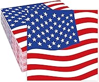 Vista 1 de Whaline Servilletas de papel patrióticas de 6.5 x 6.5 pulgadas, servilletas desechables con bandera estadounidense, 4 de julio, diseño de estrellas
