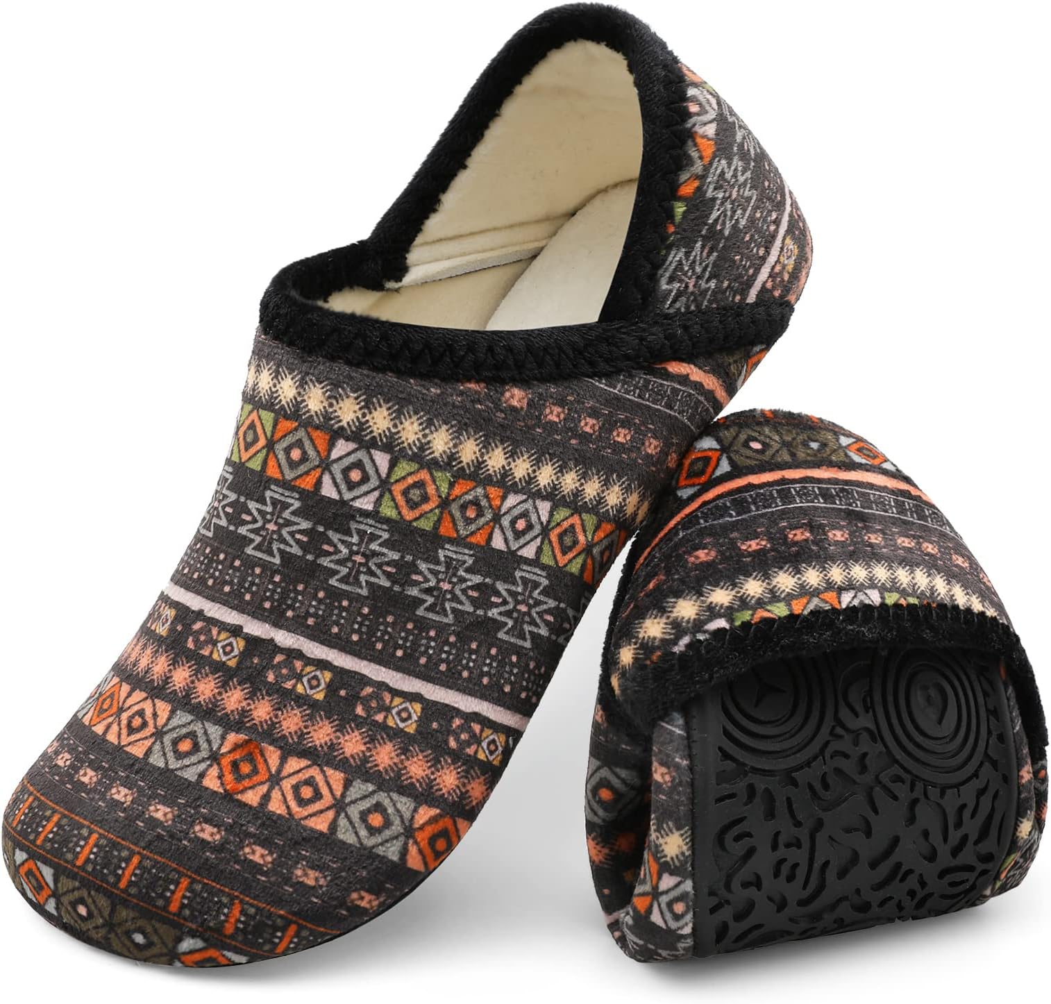House Slippers for Women Men Cozy Sock Shoes with Soft Rubber Sole Slip On for Indoor/Outdoor