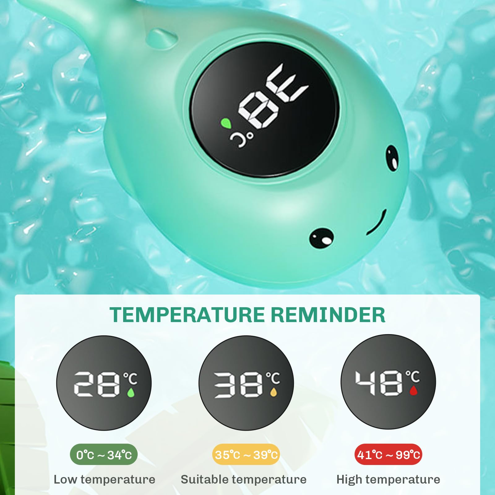 UYGTHI Bath Thermometer for Newborns, Digital Water Thermometer Baby, Floating Bath Thermometer Digital with Fast & Accurate Temperature Reading, Mute Alarm.(Whale) - Image 4