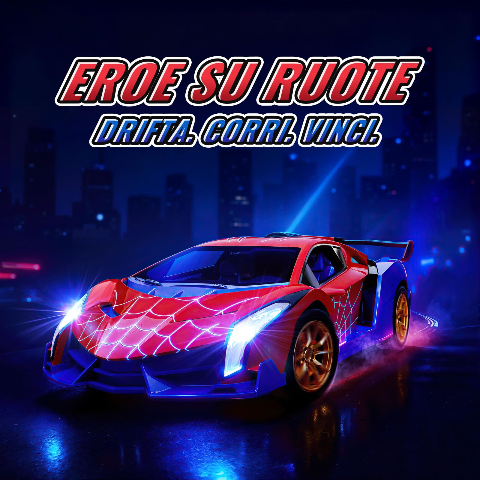 Mirthigig Macchina Telecomandata 1:18 con Luci, 2.4GHz Drift Macchinina Radiocomandata, Giocattolo Gioco Bambino 3-12 Anni, Natale Giochi Regalo Bambini 3 4 5 6 7 8 9 Anni Maschio