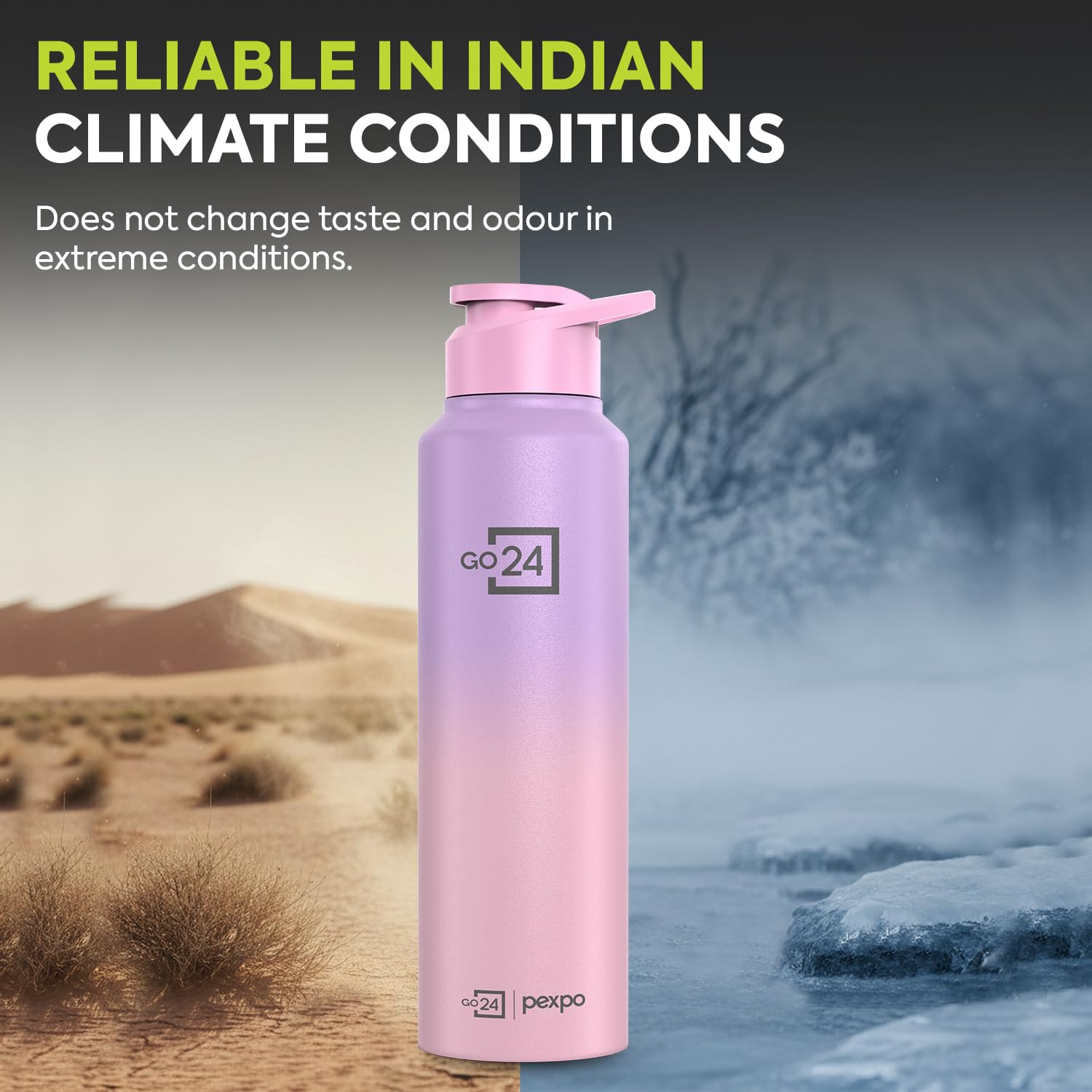 Go24 pexpo Stainless Steel Water Bottle Craft Pink-Purple Ombre 950ml 2