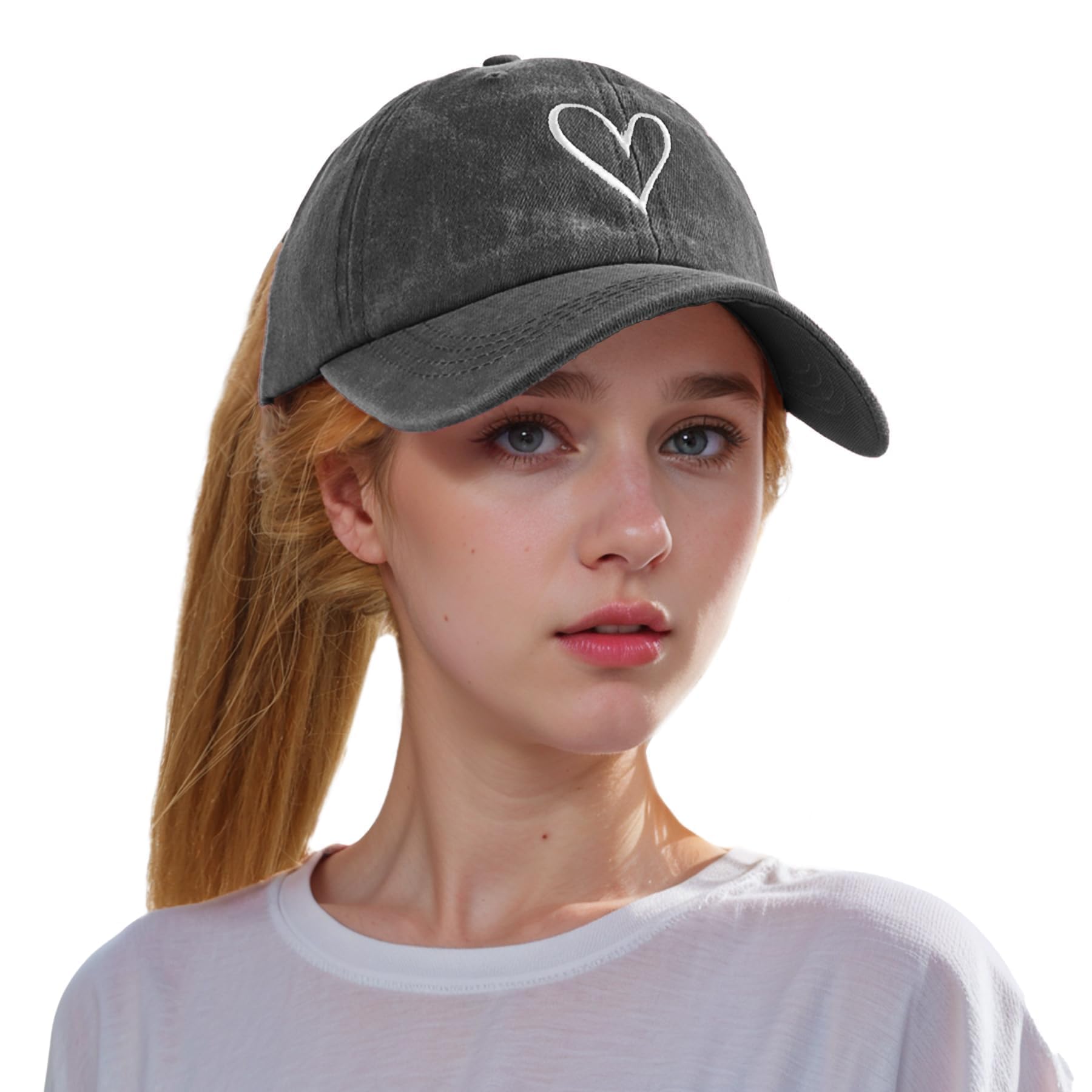 Pferdeschwanz Baseball Cap Damen Verstellbare Baseballkappe Vintage Mützen Sonnenschutz Basecap Mit Zopf Loch für Sommer Sport
