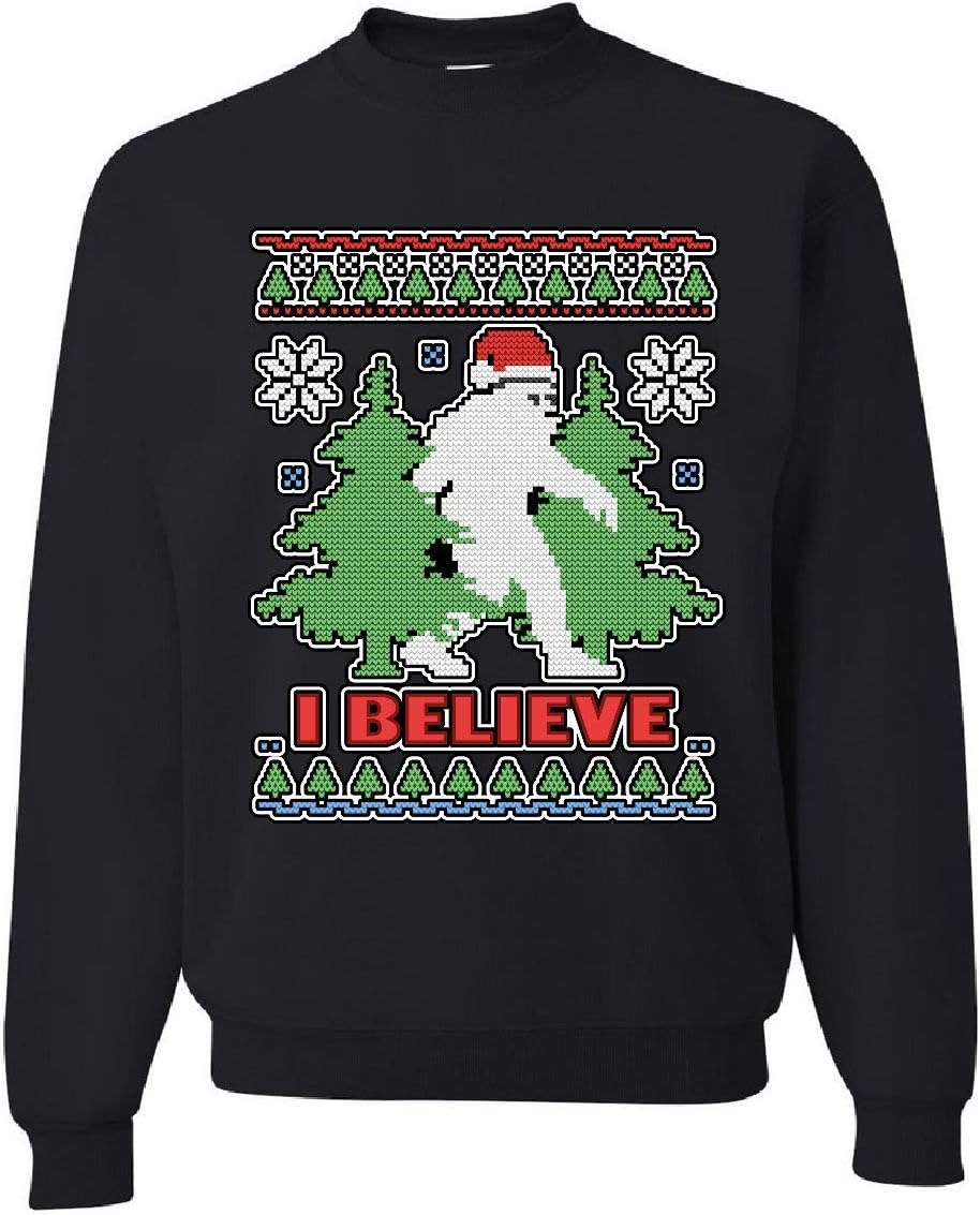 Tee Hunt Bigfoot Ugly Sweatshirt Sweatshirt Funny Christmas Yeti I Believe Sweater