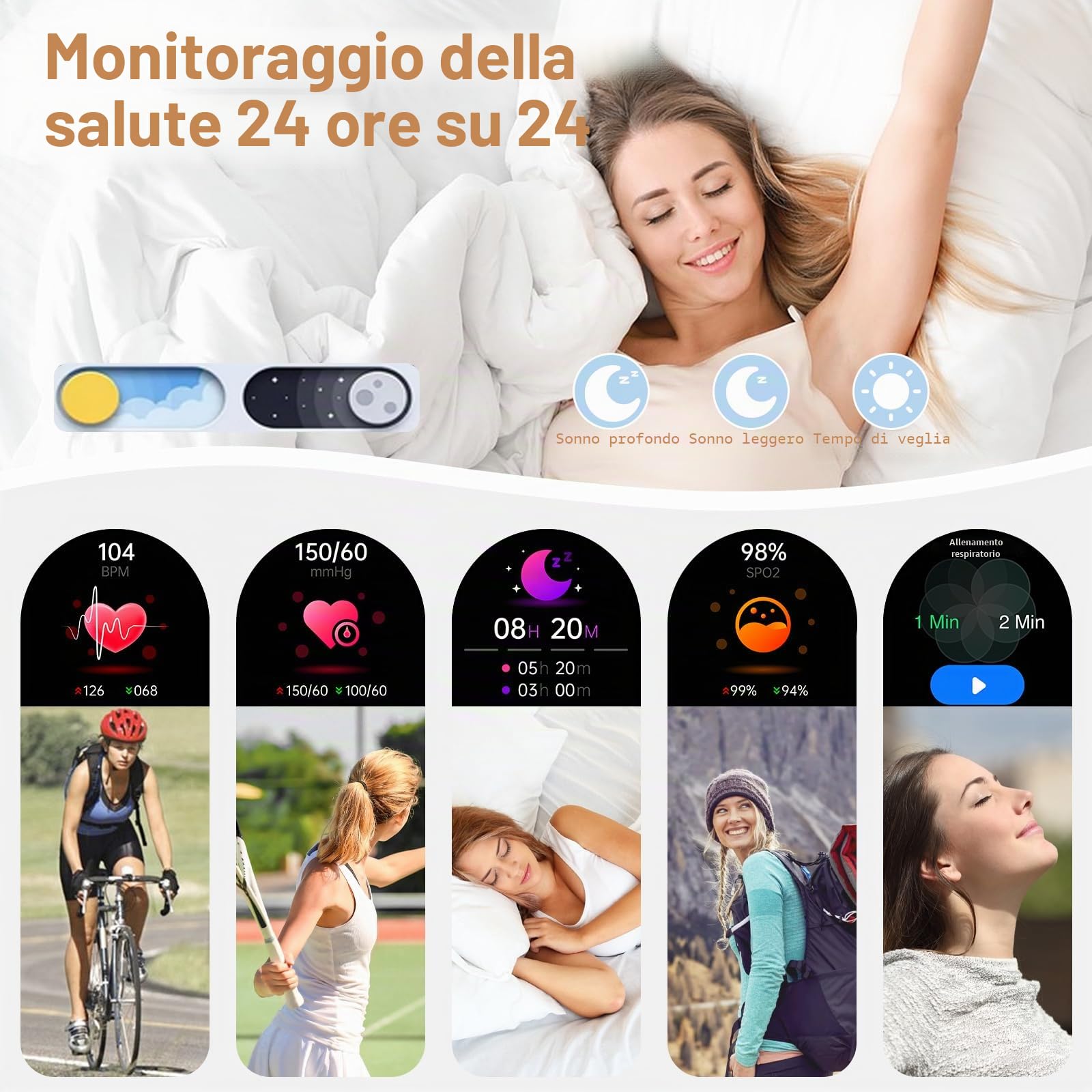Smartwatch Donna Diamond,1.32''Smartwatch Donna Chiamate e whatsapp,Fisiologia Femminile Cardiofrequenzimetro SpO2/Monitoraggio del Sonno/120 Allenamenti, Orologio Smart Watch per iOS Android