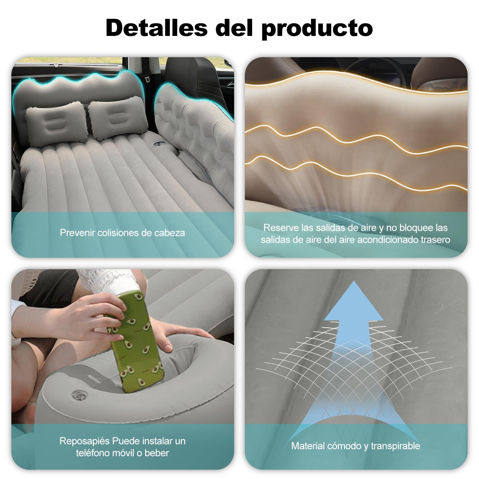 Ergocar Colchon Coche SUV MPV Sofá Inflable Portátil Bomba de Aire Eléctrica Plegable Doble Cama Colchones de Aire para Coche Camping para Viajes al Aire Libre, Piscina, Playa
