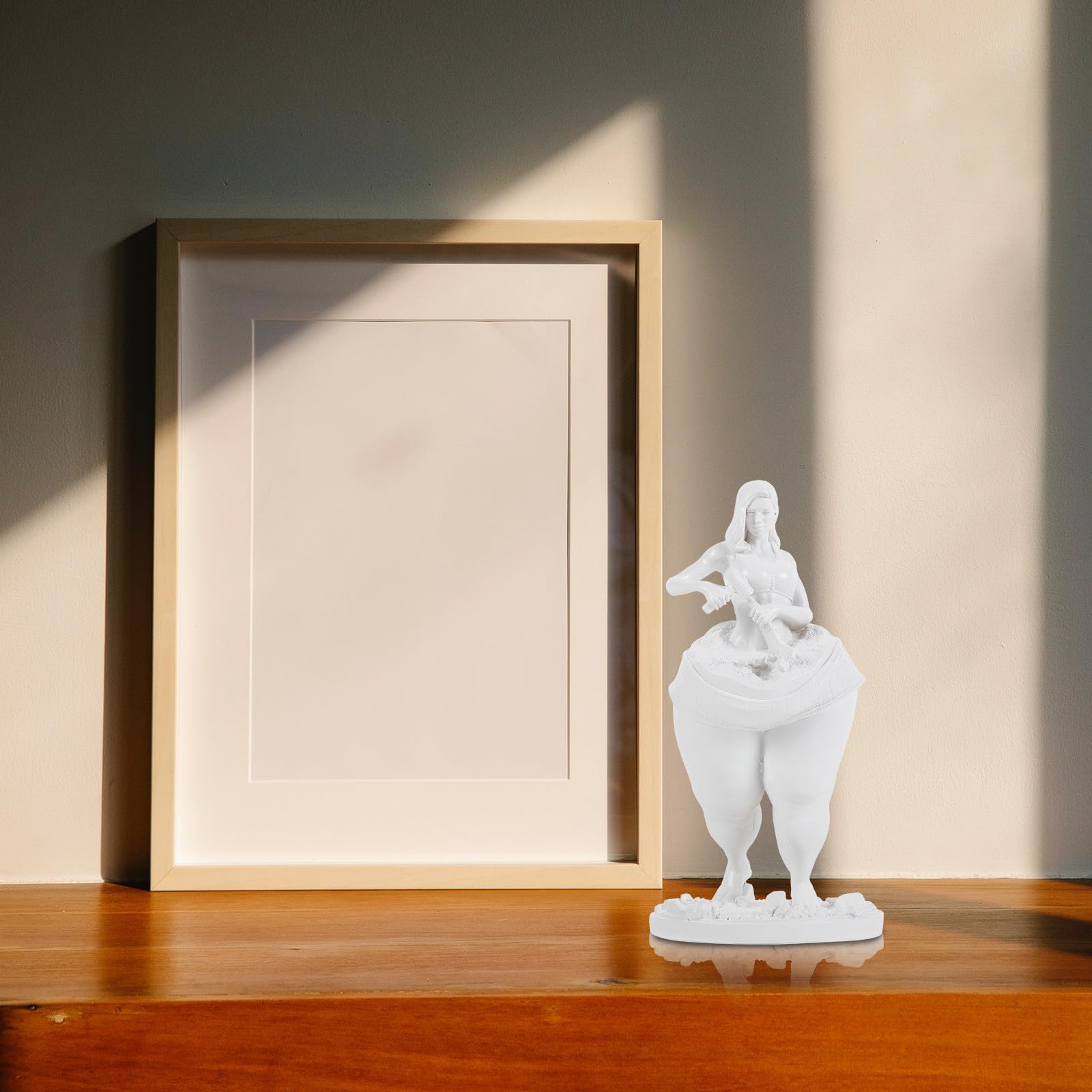 Statua di Donna Fitness Ispirazione Motivazionale e Lunga Durata in Resina Bianca, Decorazione Unica la Casa Forma Scolpita Finemente per Tavoli Domestici