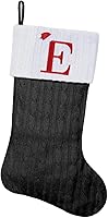 Vista 52 de Medias de Navidad con monograma de punto gris de 19.5 pulgadas. Calcetines de Navidad con inicial personalizadas, decoración de fiesta de Navidad
