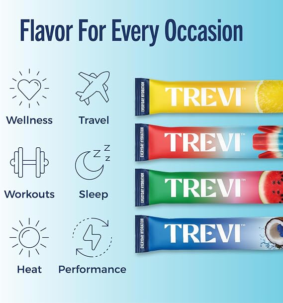 TREVI Electrolytes Powder Packets, Sugar Free Hydration, Poolside 20 Pack