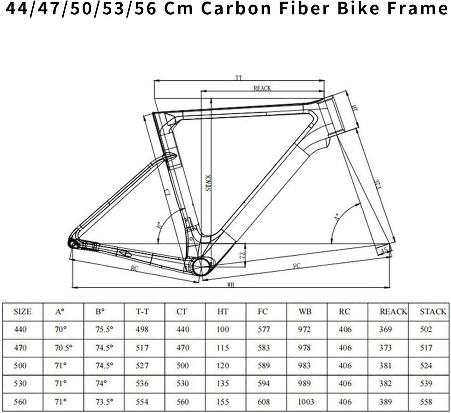 44/47/50/53/56 CM Road Bike Frameset 700C Carbon Fiber Disc Brake Bike Frame Thru Axle Windbreaker Frame with Carbon Fork Internal Routing