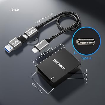 CFexpress Type A Card Reader CFexpress Adapter Memory Card Reader CFexpress Type A Memory Card Reader 40Gbps USB 3.2 Gen 2 Compatible with Windows/Mac/Linux/Android Black