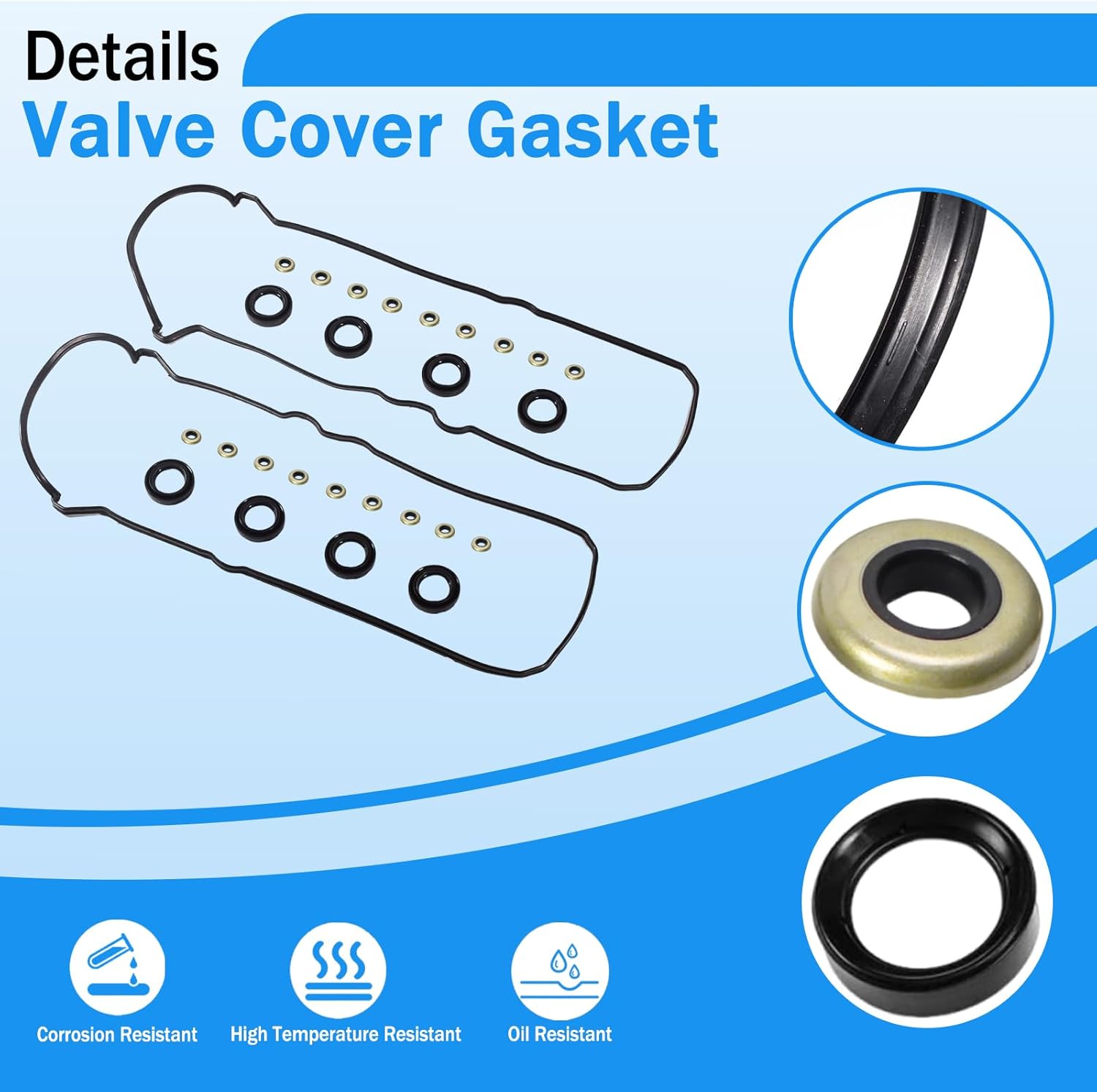 Engine Valve Cover Gasket Set for Toyota Tundra 4.7L 2000-2009, Sequoia 4.7L 2001-2009, Replace OE VS50592R
