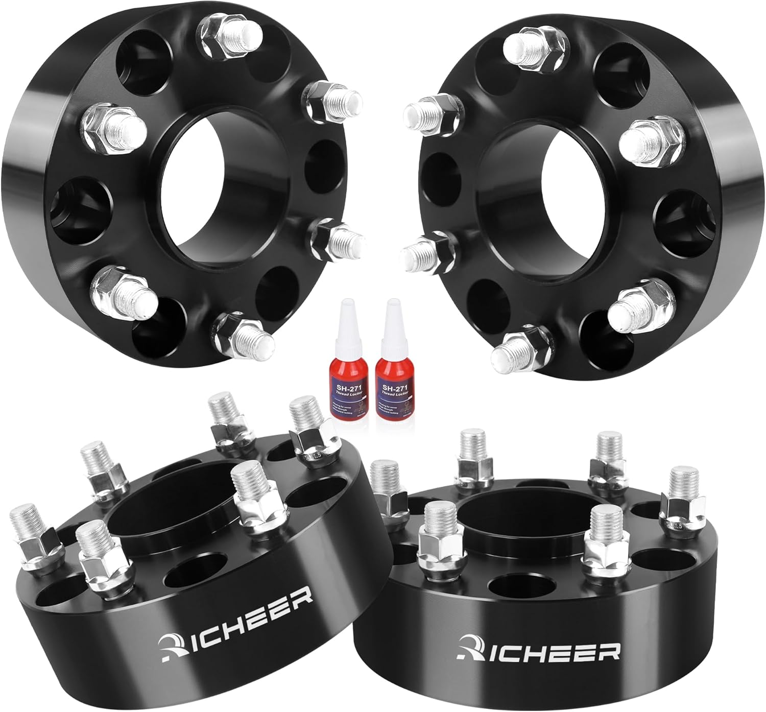 Richeer 1.5'' 6x4.5 Hub Centric Wheel Spacers for 2005-2023 Frontier, 2005-2014 Pathfinder, 2005-2015 Xterra, 6x114.3mm Wheel Spacer with M12x1.25 Studs 66.1mm Center Bore