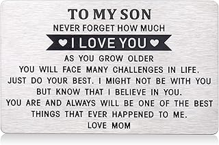 ZZP Birthday Gifts for Son To My Son Wallet Card Gifts from Mom Christmas Gifts for Son Men Kids Boys Teenagers Back to School Gifts for Son Off to College Gifts for Son New Start Gift for Son