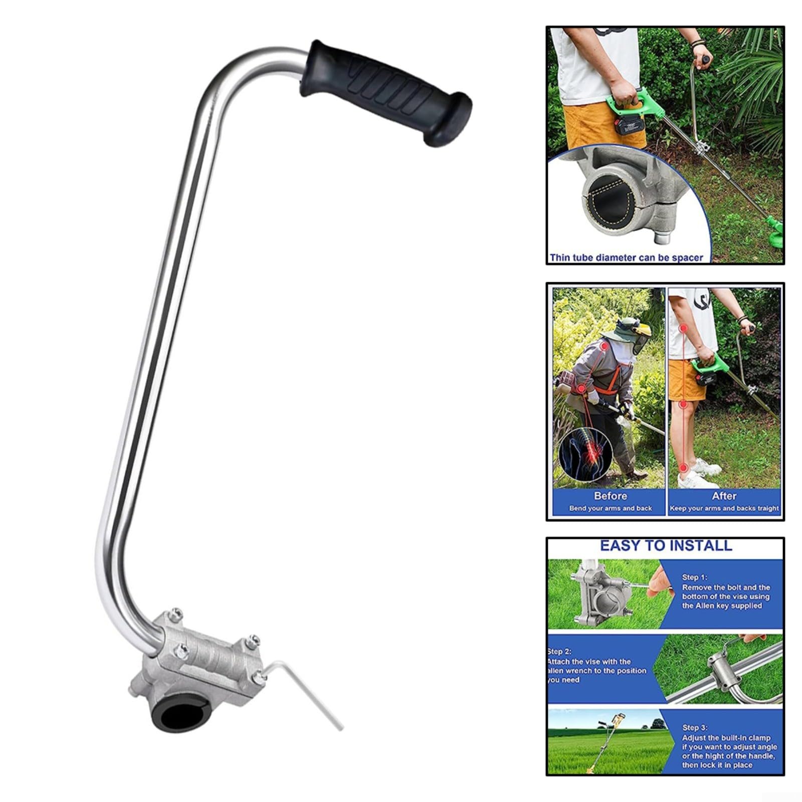 Manico ergonomico ausiliario per tosaerba, angolo regolabile flessibile per attrezzi da giardino, impugnatura per decespugliatore