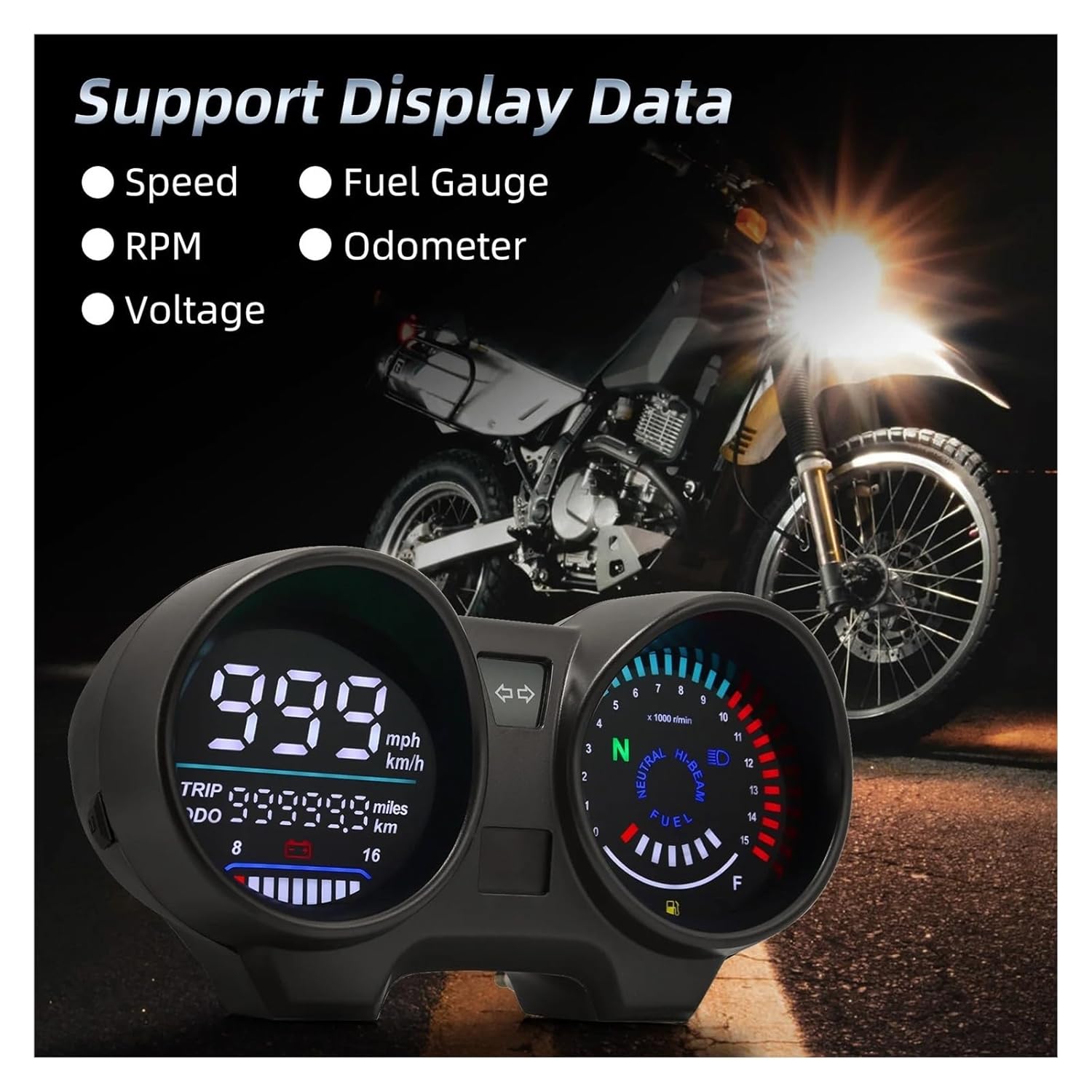Motorcycle Speedometer Tachometer Digital Motorcycle Dashboard 15000 RPM SpeedMeter KMH MPH for Brazil 150 for HO&ND&A CG150 Fan150 2010 2012
