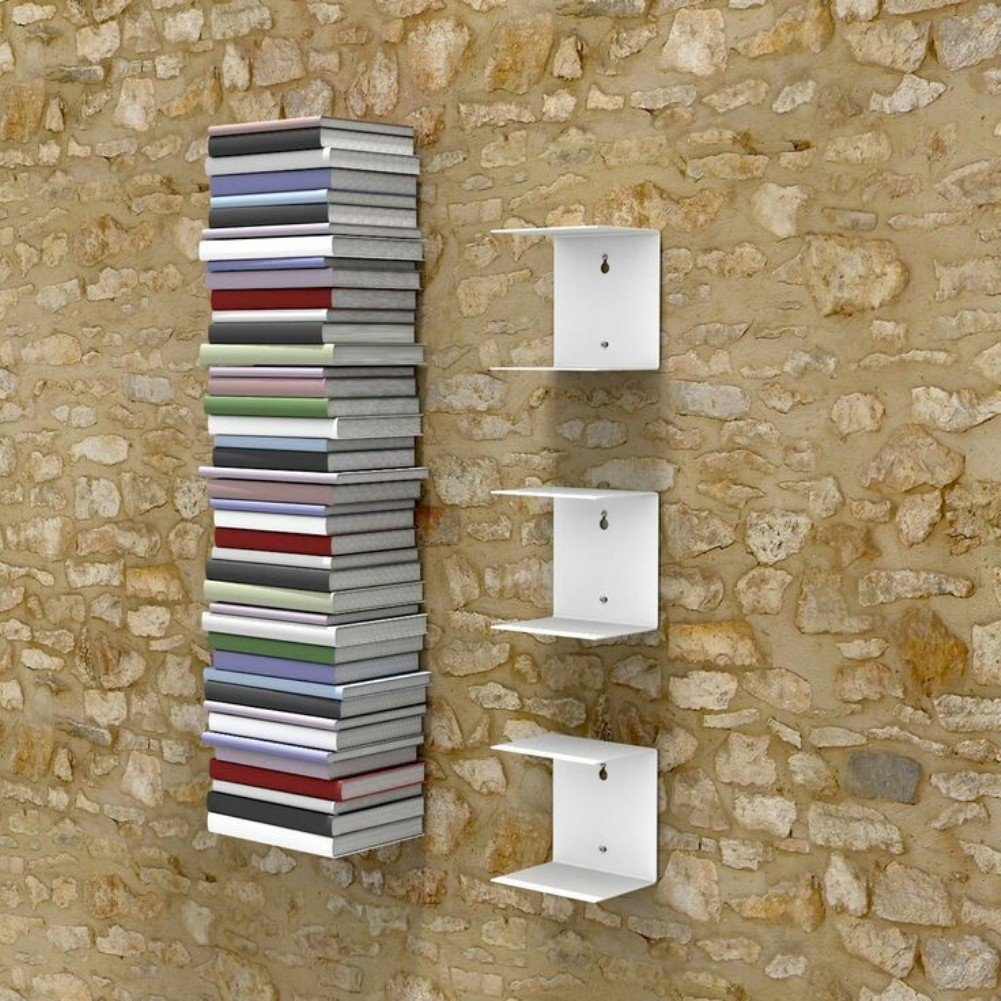 Go Hooked Heavy Duty Metal Wall Mounted Book Shelves for Study Room, Living Room and Bedrooms (Set of 3 Pcs) (White)-image-44