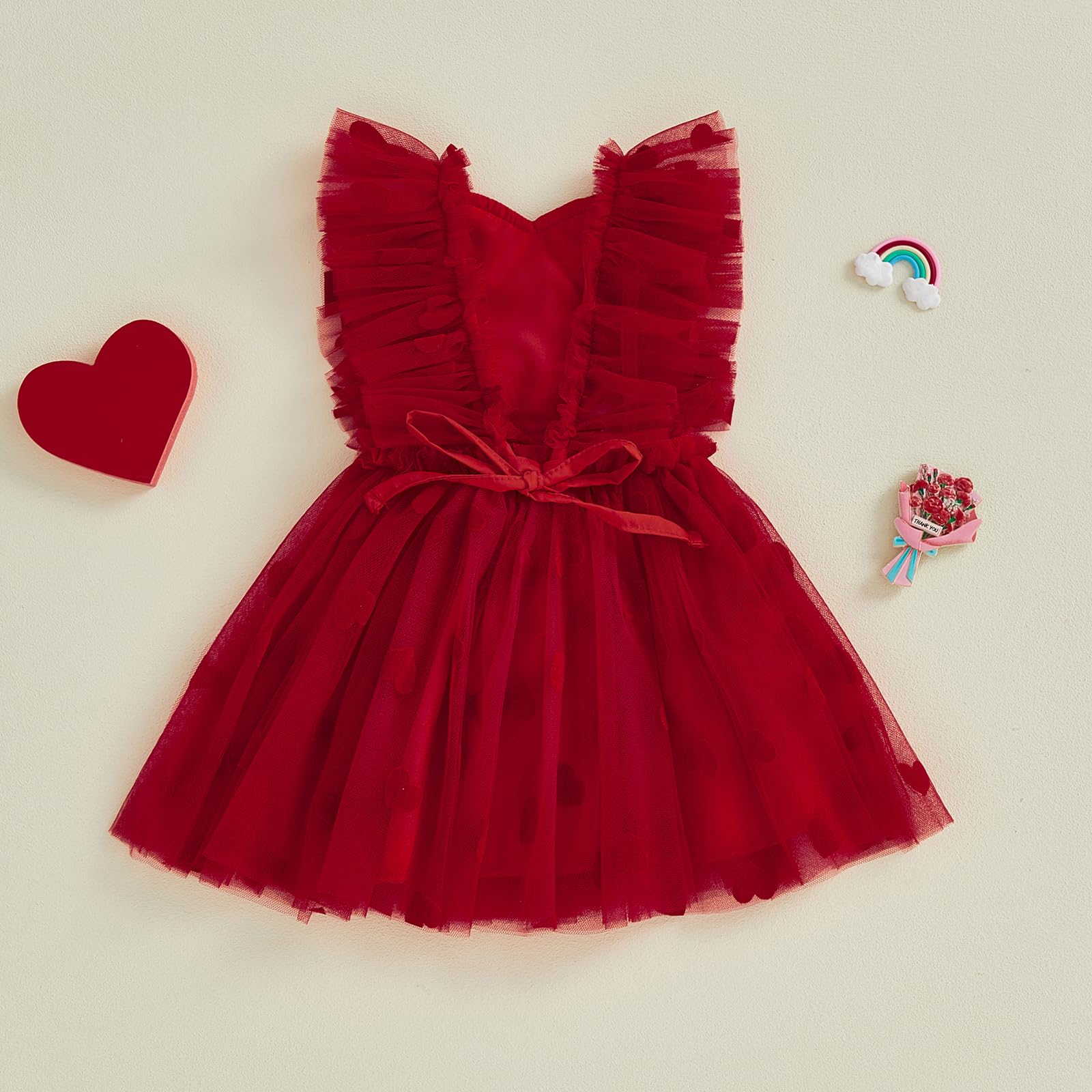 GXNRHG Baby Girl Valentines Tutu Sukienka Śliczny nadruk w kształcie serca Pończoch Suknie liniowe Letnia księżniczka Urodziny Party Wzburzona sukienka letnia