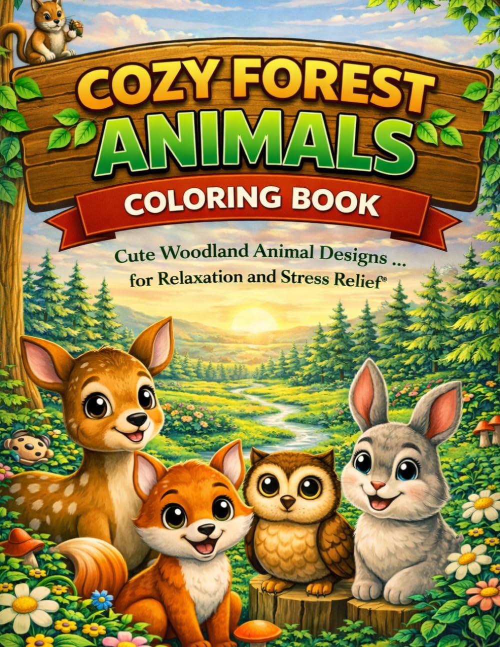 Cozy Forest Animals Coloring Book: Cute Woodland Animal Designs for Relaxation and Stress Relief (Cozy Animals Coloring Series)