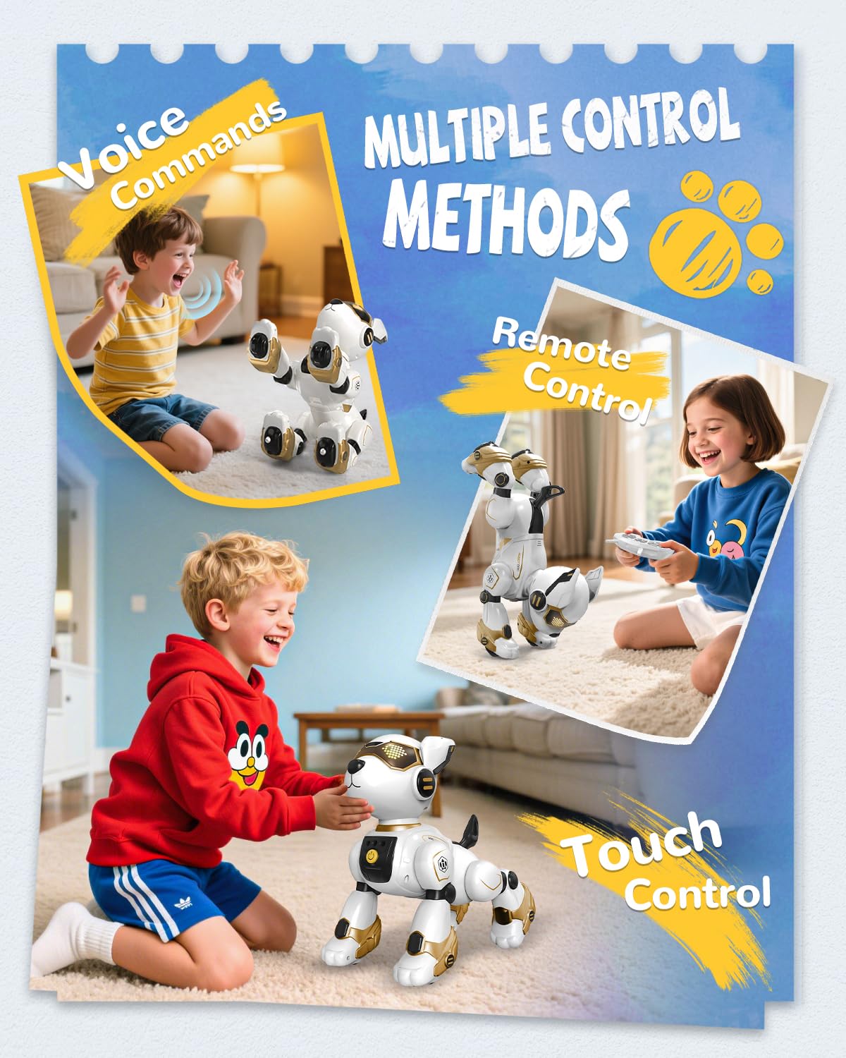 anysun Cane Robot, Giocattolo Robot Ricaricabile, Cane Robots Programmabile Interattivo per Bambini, Comandi Vocali, Telecomando, Rilevamento del Tocco, Ragazzi e Ragazze