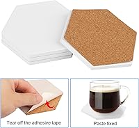 Vista 3 de 30 Pieces 3.75 Inch Hexagon Blank Ceramic Coasters, Unglazed Ceramic Tiles Coasters, Ceramic Tiles with Cork Backing Pads for Painting, DIY Crafts