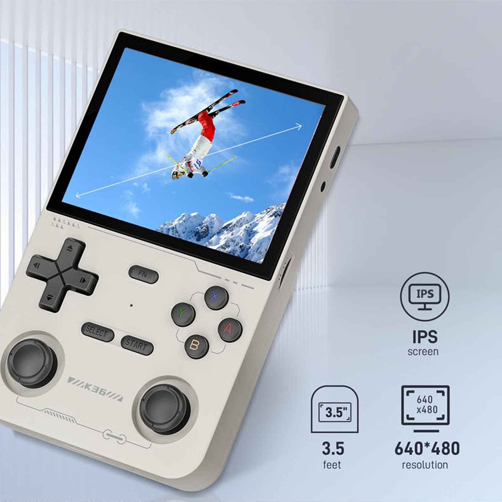 Przenośna Konsola do Gier Retro Konsole do Gier z 3,5-calowym Kolorowym Ekranem IPS, Podwójnym Joystickiem 3D Retro Konsola do Gier Typu Open Source 3500 MAh Bateria 640x480