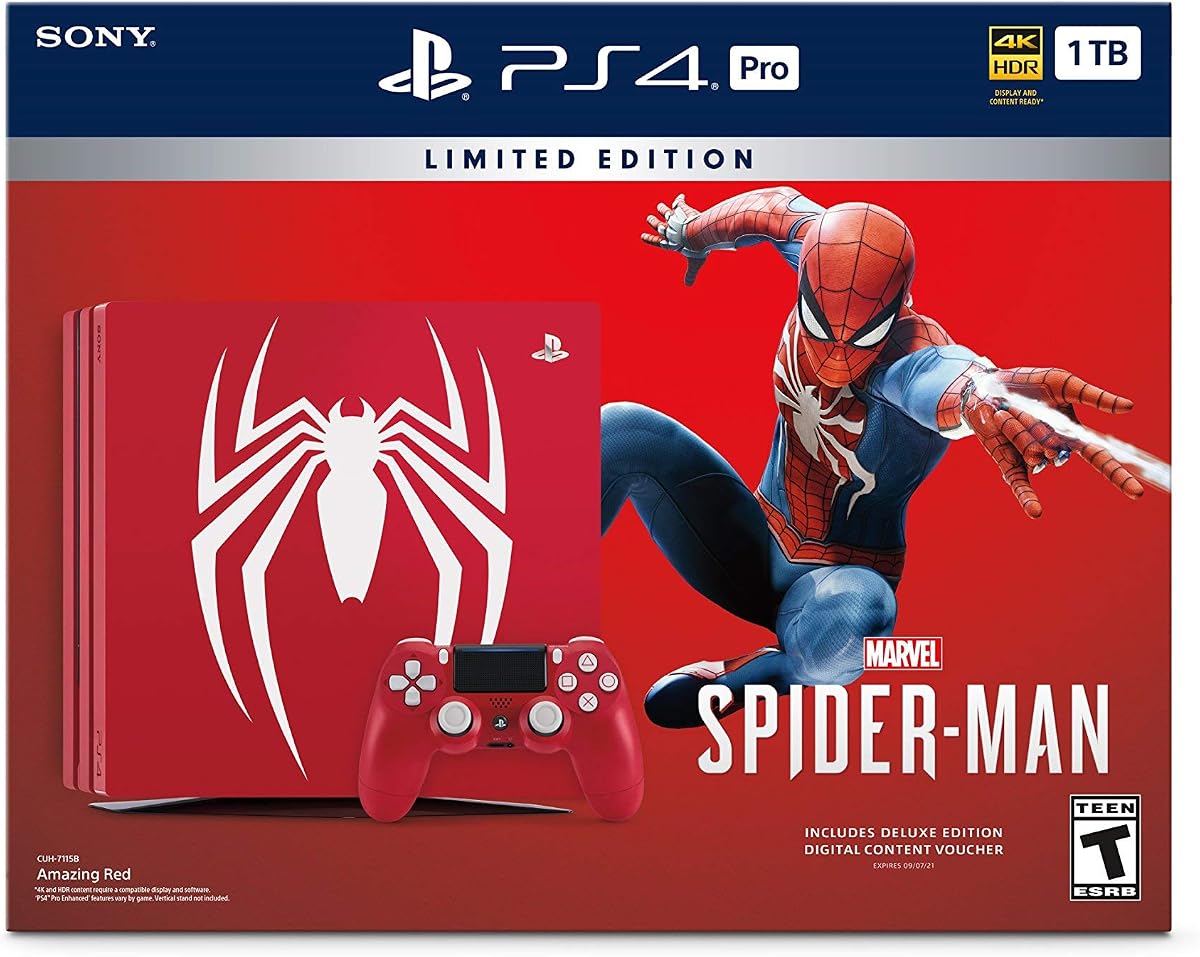PlayStation 4 Pro 1TB Limited Edition Console - Marvels Spider-Man Bundle [Discontinued] (Renewed)