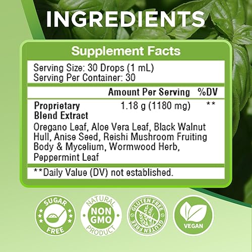 Miniatura 2 de Candi Cleanse Detox para mujeres y hombres  Gotas de aceite de orégano orgánico, nogal negro, ajenjo, hoja de aloe vera, hongo Reishi Candi Kit de