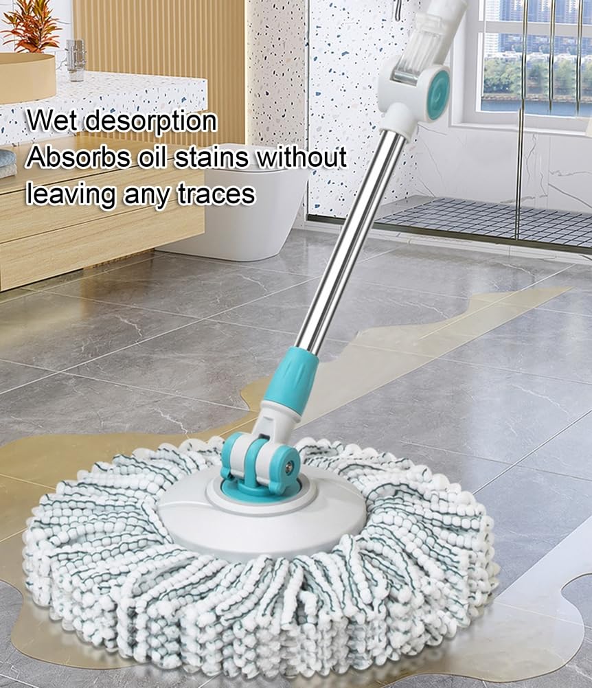 MOP y Cubo con Wringer Establecido 360 ° 4PSC Microfibra Spin Mop con Cubo y Cabezales duales de trapeador de Duendes.