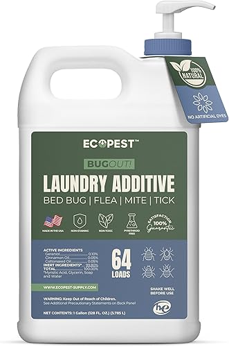 BugOut! - Aditivo de lavandería  Refuerzo de detergente natural para tratamiento y prevención de chinches, ácaros, pulgas y garrapatas  Asesino a