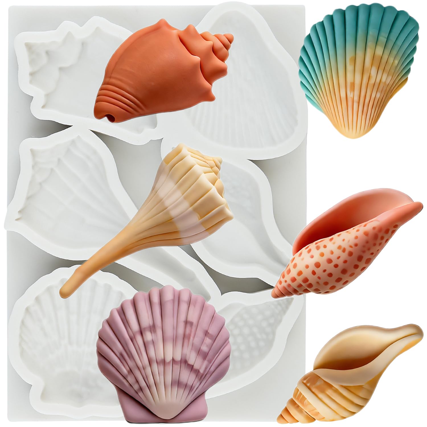 MINFEIDMS Seashell Silicone Mould Seashell Conch Chocolate Fondant Moulds