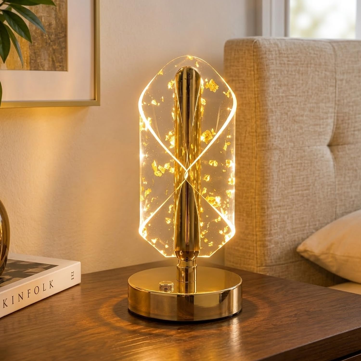 Acrylic LED Table Lamp with Touch Control Sensor| 3-Colour Changing Lighting Modes for Modern Interior| USB Type-C Rechargeable Decorative Bedside Lamp for Home & Office (LED-Lamp(Stone))-picture-43