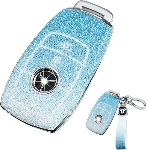 HIBEYO Funda para llavero de Mercedes Benz con diamantes de imitación de cristal compatible con Mercedes Benz Clase A Clase C Clase G Clase E Clase