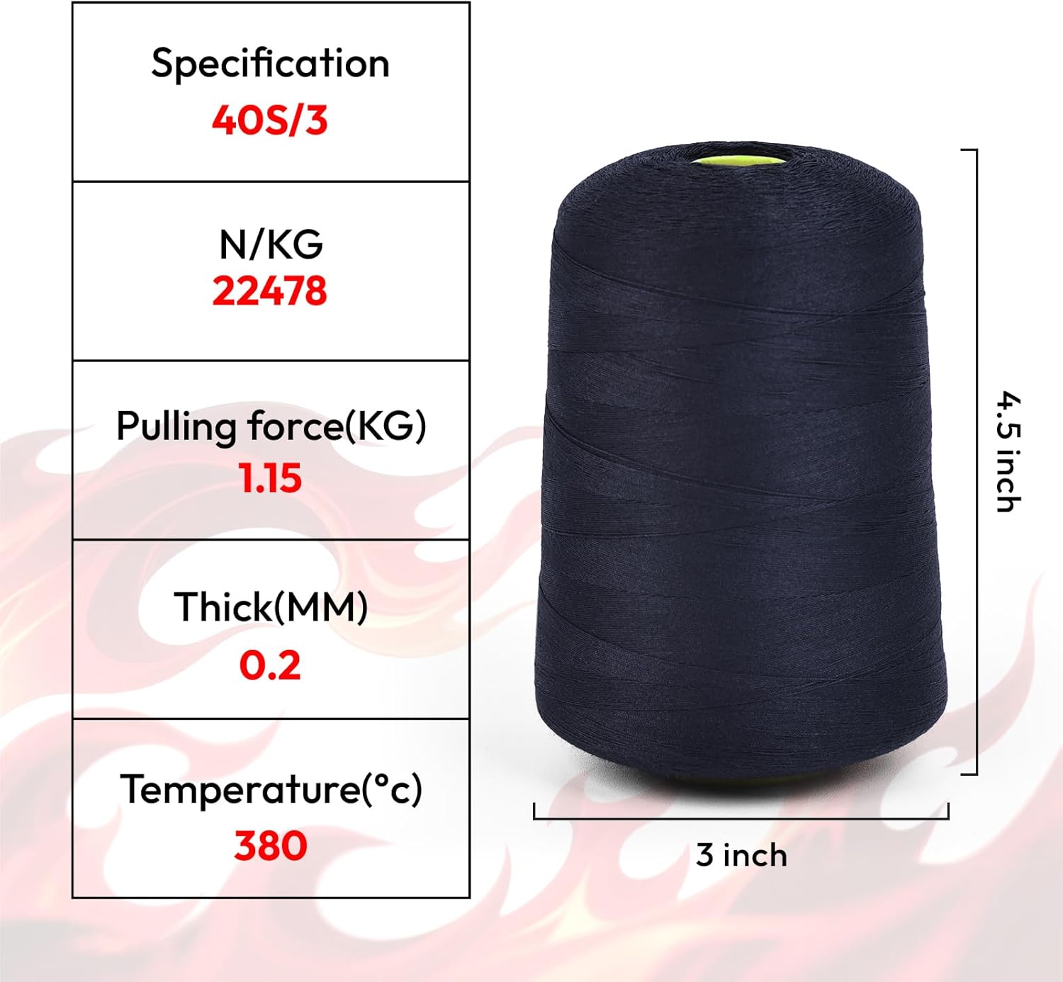 Flame Retardant Sewing Thread - Heat & Flame Resistant for Firefighter Gear, Industrial Workwear, Curtains & Upholstery, Heavy Duty Polyester Thread for Sewing Machines & Hand Sewing (Aramid-Black)