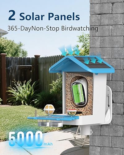 Miniatura 7 de Comedero para pájaros con cámara, alimentador solar inalámbrico para pájaros al aire libre, AI identifica más de 10000 especies de aves, captura