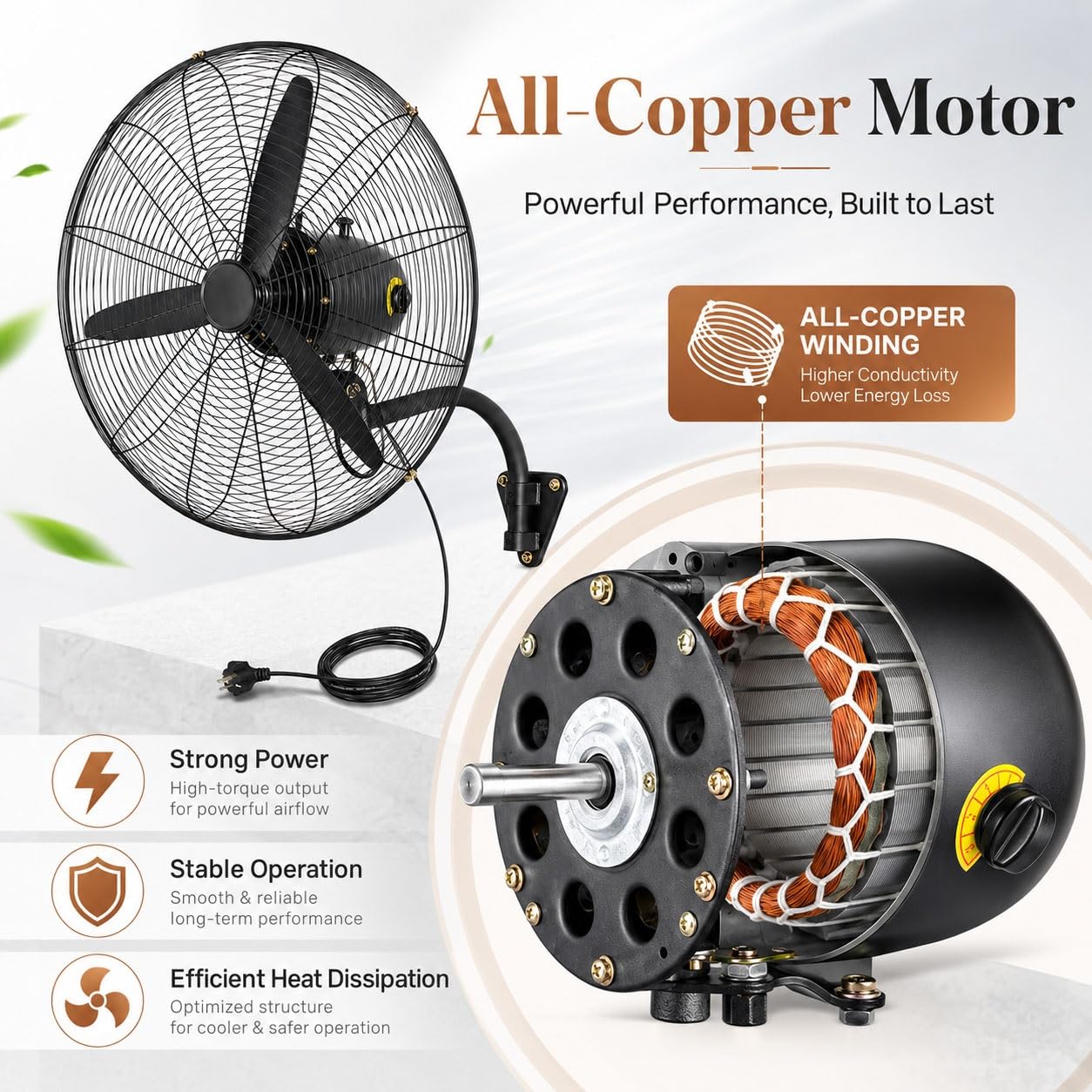 Ventilatore Industriale da Parete 55/70/80 cm, Oscillante, 3 Velocità, Nero | Grande, Motore in rame, metallica, cavo 3 m, per garage, officina, magazzino Palestra e Ristorante(70cm/27inch)